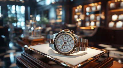 Luxury Watch in Elegant Store. Generative AI