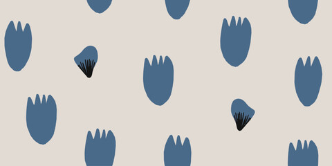 Hand drawn simple abstract flowers print. Trendy collage pattern. Fashionable template for design.
