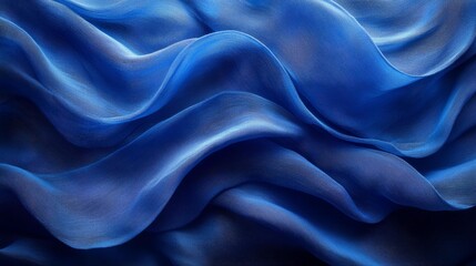 Fototapeta premium Flowing Blue Silk Fabric Waves. Generative AI