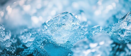 Frozen waves create intricate patterns of turquoise ice formations along a coastal shore during winter