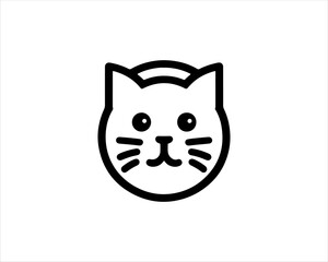 Minimal thin line cat logo vector template. Outline cat icon symbol vector illustration.