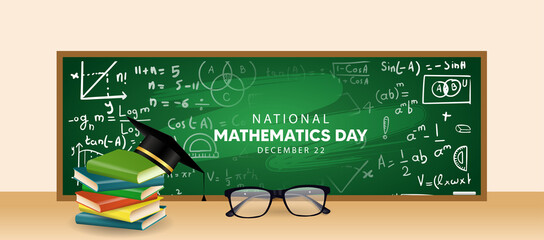 National Mathematics Day 22 December vector poster