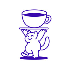 Vector logo design template and graphic elements for advertising, branding, posters and banners, funny cartoon illustrations with smiling character, coffee cup mascot, print and sticker