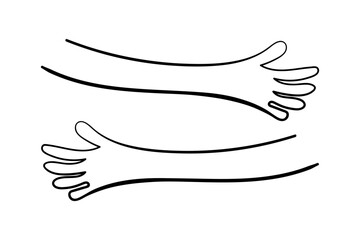 Vector hand drawn hugging hands on transparent background