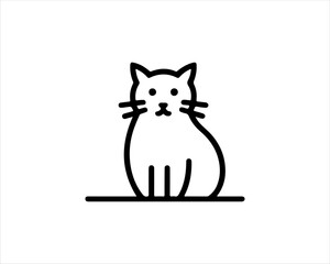 Minimal thin line cat logo vector template. Outline cat icon symbol vector illustration.