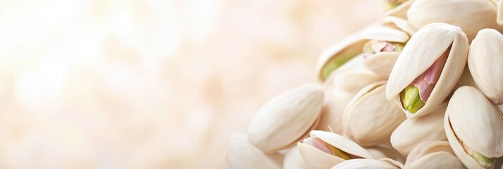 Fototapeta premium pistachios on a beige background