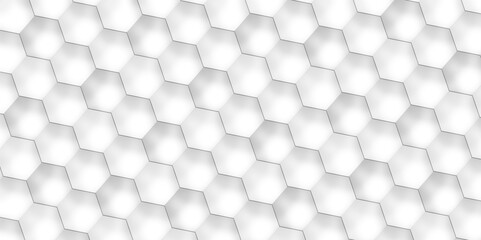 Abstract background white, gray hexagon with seamless geometric pattern texture design. futuristic geometry pattern honeycomb mosaic texture design. hexagon grid minimalist mesh cell texture design.