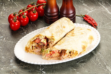 Shawarma with grilled chicken meat
