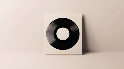 Classic Vinyl Record on Minimalist Background