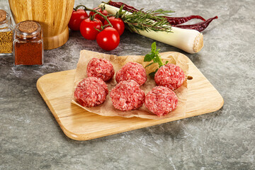 Raw beef meatball minced meat