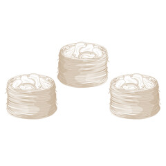 Vector Illustration Logo Line art Kunafa Baklava or Oshe Bul Bul Baklava