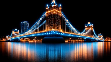 Obraz premium Illuminated Tower Bridge at Night London UK