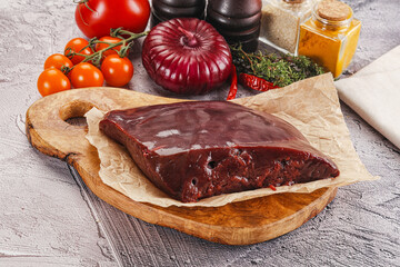 Raw beef liver for cooking