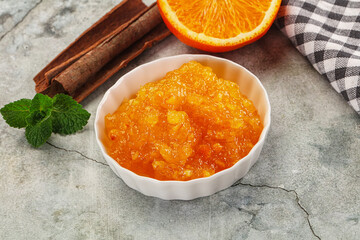 Tasty homemade Orange jam in the bowl