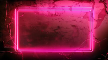 A neon pink frame on a cracked wall, ideal for graphic design or promotional content.