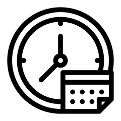 Clock icon with calendar. Time management, planning, organization. Vector illustration