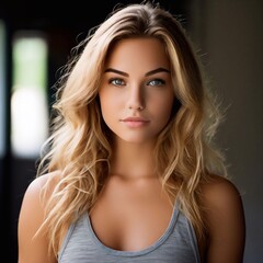 Naklejka premium Hübsche junge blonde Frau