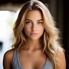 Naklejka premium Hübsche junge blonde Frau