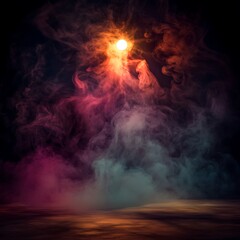 Obraz premium Dramatic smoky background with light.