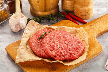 Raw beef minced meat cutlet