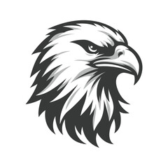 an eagle head logo on a white background
