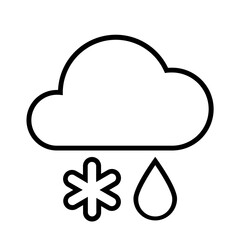 Outline Mixed Snow and Rain Icon - Winter Weather Symbol