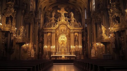 Golden Altar of a Baroque Church