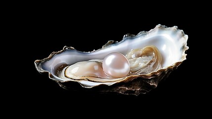 A natural pearl in a shell. AI generated.