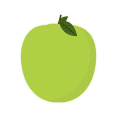 Cartoon green apple. Vector illustration.