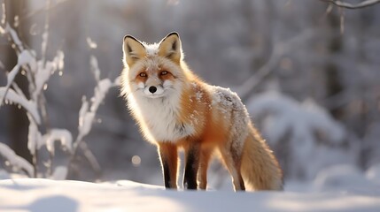 Obraz premium Red Fox in Winter Wonderland