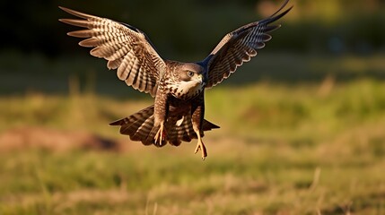 Obraz premium Peregrine Falcon in Flight, Wings Spread Wide