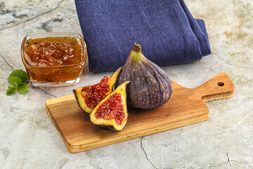 Purple ripe fig with cut