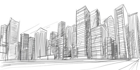 An urban sketch of a bridge over a river with cityscape in the background