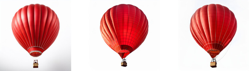 Naklejka premium Three red hot air balloons are shown against a white background.