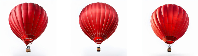 Obraz premium Three red hot air balloons with white background