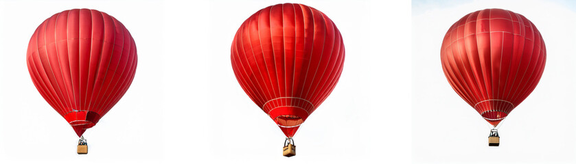 Naklejka premium Three red hot air balloons against a white background.