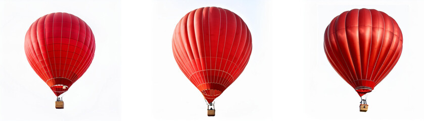 Obraz premium Three red hot air balloons against a white background.