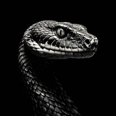 the AI Image Generator, Black and white image of a snake, suitable