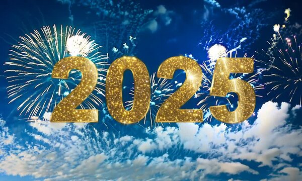 A fireworks display 2025 Happy New Year