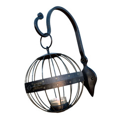 Lamp with candle isolated on white