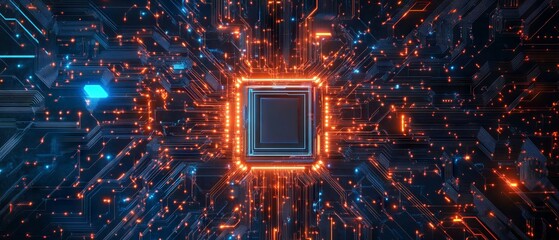 Abstract futuristic electronic circuit technology background 2d digital illustration with modern high-tech circuitry patterns and innovative technology design