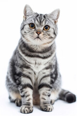 Tabby cat on white background