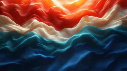 Colorful Flag-Inspired Waves in Fabric Texture. Generative AI