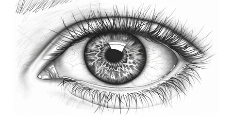 Fototapeta premium A sketch of a detailed human eye, isolated on a white background