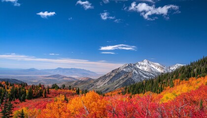snow basin landscape in utah brilliant fall foliage around mt ogden peaks