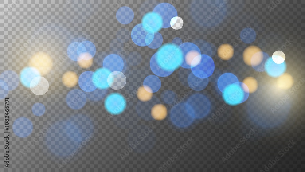 Aufkleber bright bokeh lights. abstract blur light effect. blurred overlay template. transparent background. v