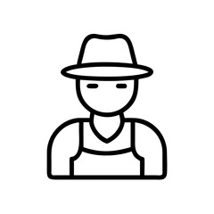 A farmer wearing a hat and overalls stands confidently against a plain background in a rural setting, highlighting the traditional attire associated with agricultural work