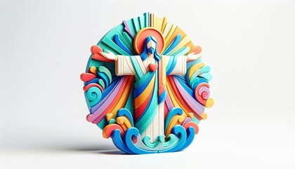 Eye catching Colorful Christian Logo in 3D on White Background.