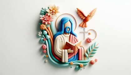 Simple 3D Christian Logo Design with a White Backdrop.