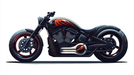 A sleek, custom motorcycle with a modern design, featuring a black and red color scheme and distinctive low-profile styling, perfect for a bold ride.